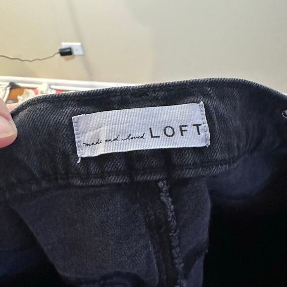 Loft Denim High Waist Sandal Flare Jeans Button Fly Raw Hem Womens Size 30 / 10 - Picture 6 of 8